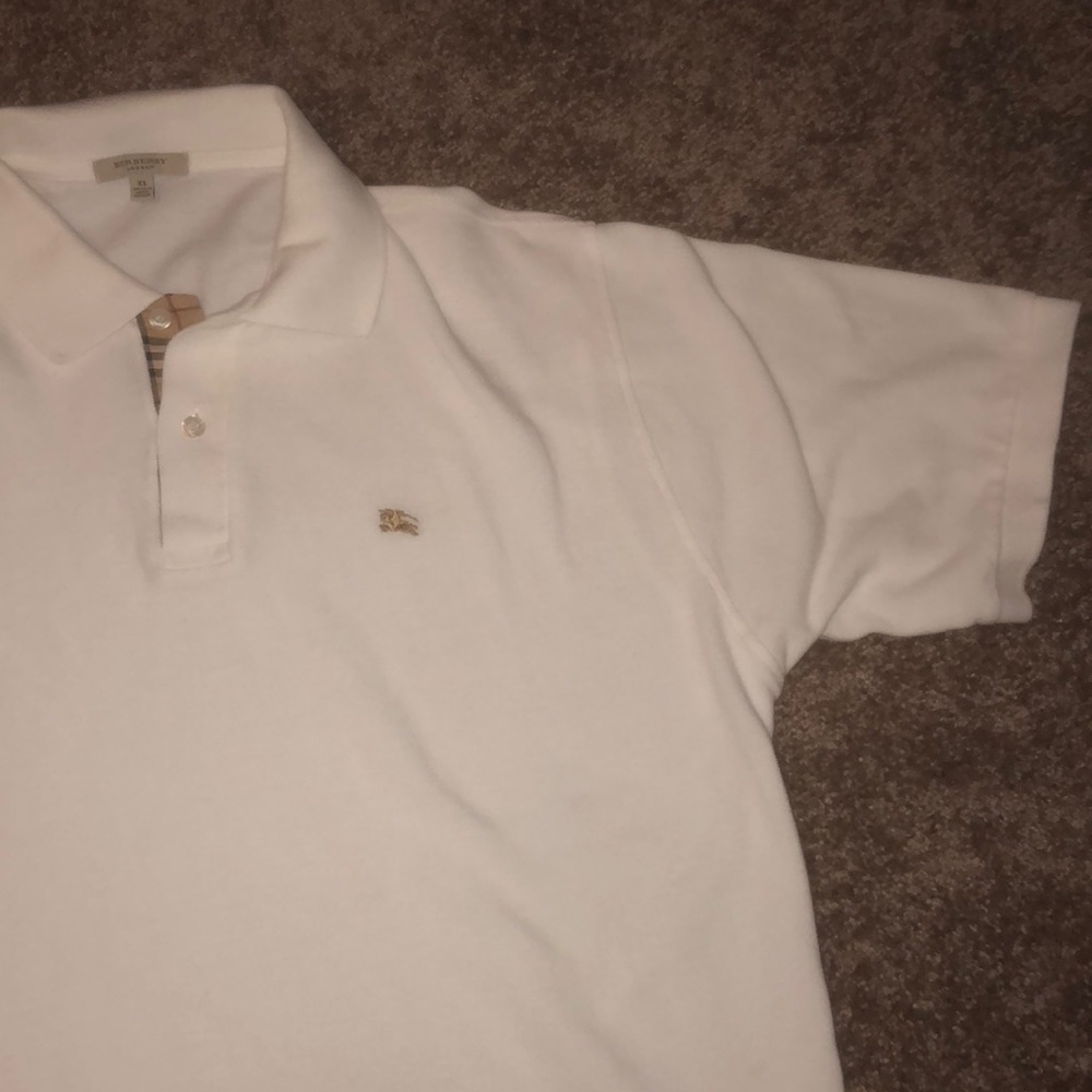 BURBERRY Men’s White Check Polo Size XL